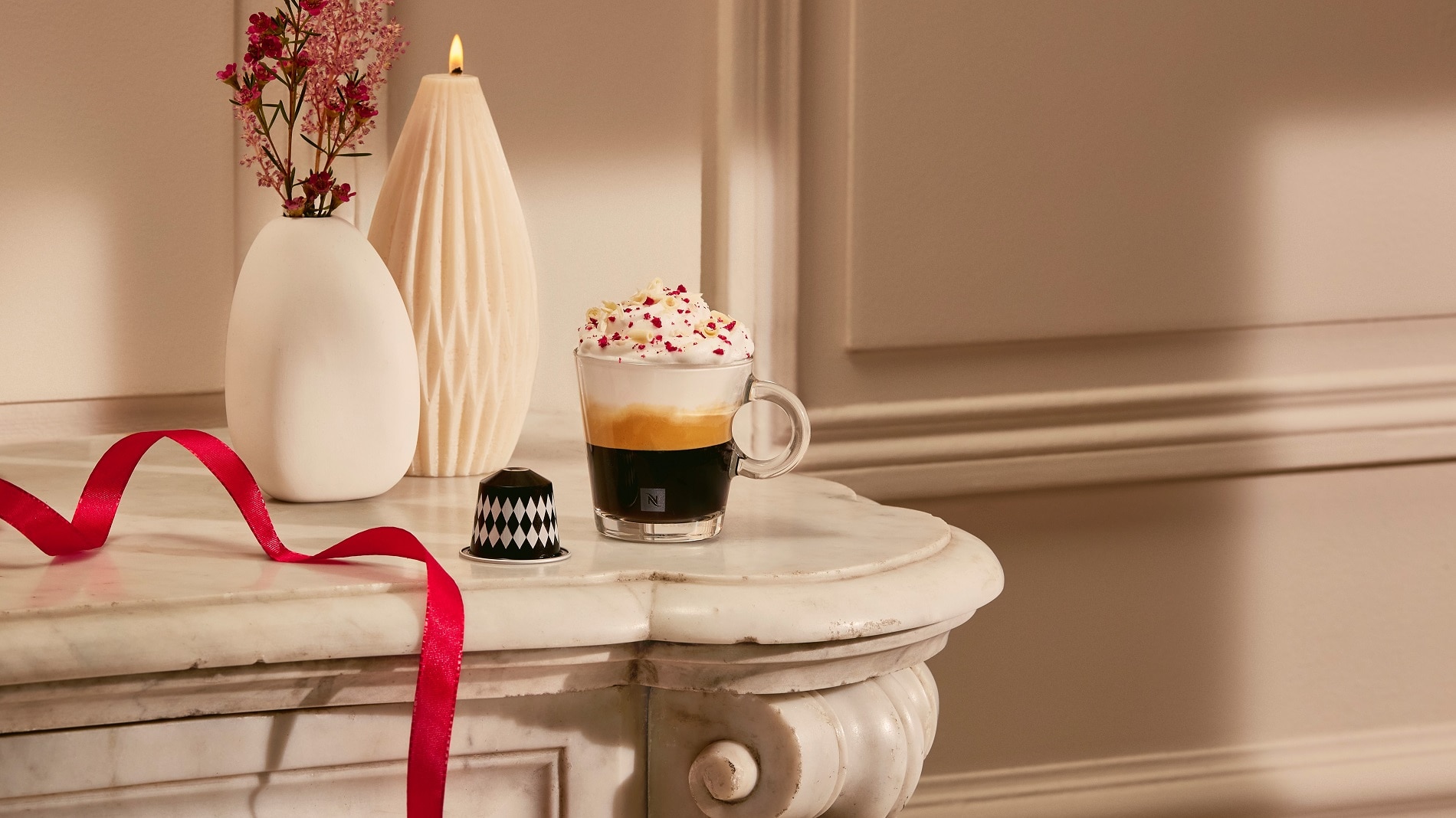 Paris Espresso Raspberry White Chocolate Coffee with Whipped Cream